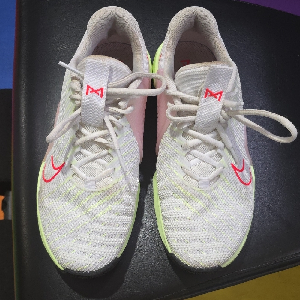 White and Pink Athletic Shoes